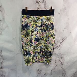 Margaret OLeary Skirt Womens XS Pink Green Scuba Floral Pencil Planty Tropical